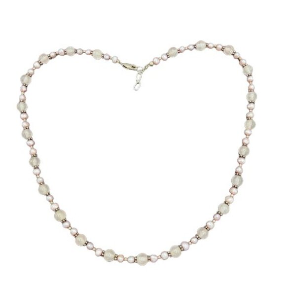 Hand Crafted Sterling Silver and Quartz Beaded Necklace 18 in Bohochic - Picture 5 of 8